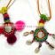 Handmade Crafted Pom Pom Mirror Beads Work Shell Handbag Reversible Lot Of 5 PC's Key Chain