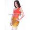 New 2014 Celebrity Red Yellow Orange Gradient Spring Summer Casual sey dresses Mini Bodycon Bandage Dress imported clothing