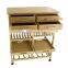 100% Bamboo Cheap Dinning Trolley Kitchen Cart with 4 Wheels and Drawers