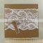 2016 rustic style kraft with pure white lace and kraft style label wedding invitation cards