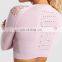 New Women Hollow Elastic Tight Short Fitness Gym Sports Seamless Yoga Long-Sleeved Yoga Tops