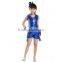 Wholesale red/blue/silver jazz dance costumes performing show girl dance costume royal blue dance costumes