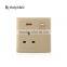 champaign gold color 1 gang uk 3 pin 13A socket switch