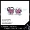 925 sterling silver earring stud micro paved ruby stones heart shape earrings child earring