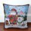 PLUS Creative Fashion Cotton Linen Square Decorative Throw Pillow Cover Colored Drawing Red Base Reindeer