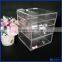 2016 Hot Sale!! Acrylic Makeup Organizer Box Case / Clear Makeup Cube With 4 Storage Drawers