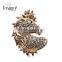 Wholesale Jewelry gun black and golden alloy Boar shape rhinestone brooch jewelry