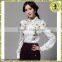 Philippine Silk Satin Flower Printed Mature White Collar Shirt