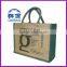 Wholesale cheap printed laminated natural jute shopping bag,tote jute bag