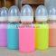 Hot sale durable silicone sleeve milk glass bottle,customized logo/brand/color milk glass bottle
