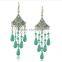 2016 Fashion New Bohemia Bead Pendant Gypsy Style Turquoise Tassel Long Dangle Earrings