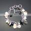 Artificial Jewelry Metallic Texture Rivet Heart Shape Charm Silver Chain Cuff Bracelet