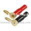 Right Angle 90 Degree 4mm Banana Plug 24K Gold Plated Speak Cable Connector Screw