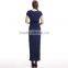 Plain style slim fit elegant shortsleeve long evening dress