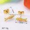 Professional manufacturer simple design gold plated fish shape stud earrings