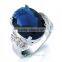 Women's 18k White Gold Plated Sapphire 3CT Ring Big Blue Saphire High Quality Token of Love Anniversary ring