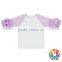 Pink White Knit Cotton 3/4 sleeves Ruffle Raglan Shirts