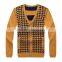 100% fine wool men's yellow cardigan with pattern