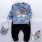 Boys sweater suit 2 pcs leisure set clothes with elephant applique