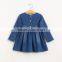 Wholesale children clothes baby girl bow denim frocks
