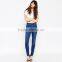 dark blue skinny plain custom your own brand high waist jeans women