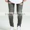Latest design high quality men 's khaki denim men's strech biker big holes jeans made in china