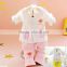 Light pink embroidered jumpsuit cotton footed pajamas
