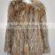YR134 World Popular Raccoon Fur Coat /Factory Wholesale Knit Raccoon Fur Overcoat