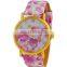 New Fashion Watch Luxury Flowers Printed Geneva Watch Women Casual Quartz Watch Elegant Popular Ladies Dress Wristwatch Relojes