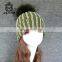 2017 Fashion Beanie New With Pompom For Girl'S Knitted Cap Crochet Hats Real Raccoon Fur Ball Winter Hat