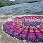 Bohemian Hippie Indian Mandala 72" Roundie Tapestries With Pom-Pom Lace Round Table Cover Beach Throw Wall Hanging Yoga Mat