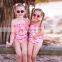 2019 Summer New Pink Rainbow Print Kids Cloud Ruffle Swimwear Off-shoulder One Piece Baby Girl Swimsuit