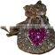 fancy nice look heart shape metal keychain with stones