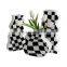 New Nordic Vase Deco Green Orange Black And White Checkerboard Grote Vaas Ceramic Vase For Aesthetic Home Decorations