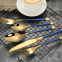 Luxury Stainless Steel Wedding Banquet Black And Gold Plated Cutlery Silverware Flatware Spoon And Fork Set