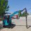 1-3 ton mini excavator earth drill using auger drill earth