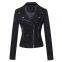 New European and American women's motorcycle jacket women's leather jacket short fit suede leather jacket women's