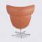 Cognac Full Grain Leather Lounge Chair With Design Footrest – Louisia
