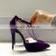 Catwalk Shoes Factory Wholesale Lady Dress Shoes Elegant Purple Color Pointed Toe Stiletto Patent Leather Women Shoes