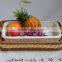 White rectangular PP rattan display basket in supermarket