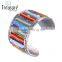 Fashion jewelry hot selling vintage style colorful little bead wide alloy cuff bangle
