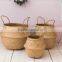 Foldable seagrass tote storage basket