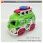 Cartoon design friction power mini metal alloy bus toy for kids