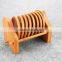 Tea Round Bamboo Wood Trivet Coaster Placemat Tool Set with Holder Rack