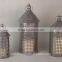 set of 3 Metal Sturbridge Lantern For Taper Candle with Ornate Punched Design