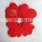 Red flower shape placemat for househould use