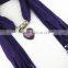 Mix colors alloy heart pendant scarves jewelry custom own pendant costume scarves women wrap necklace scarves