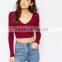MGOO OEM/ODM Cheap Price Wine Party Club Sweater Stock Short Sweater Top Sexy V-Neck Sweater Women JR8562