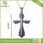 Double Cross with Gold Gothic Top Cross Stainless Steel Pendant