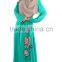 embroider young girl muslim dress/ dqln muslim islamic fashionable abaya kaftan dresses/fancy dl islamic muslim dress